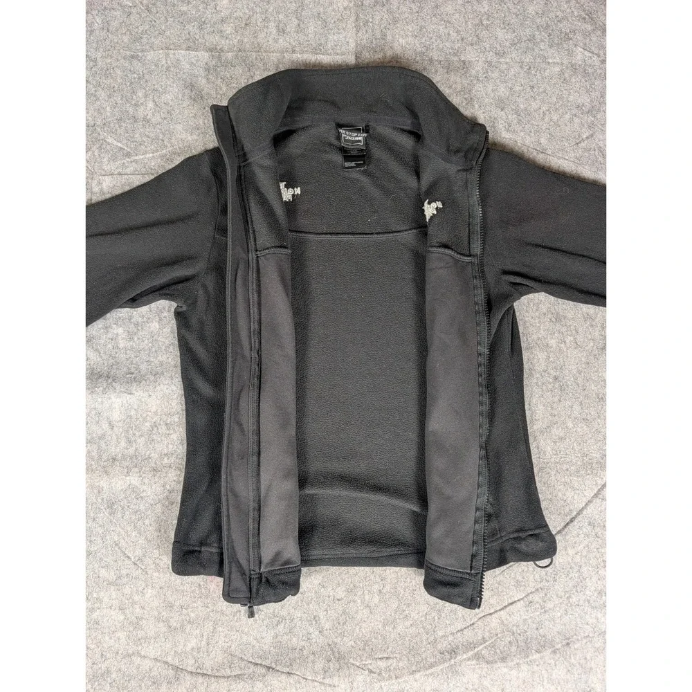 The North Face Womens Black Full Zip Fleece Jacket Mock Neck Embroidered Logo XS